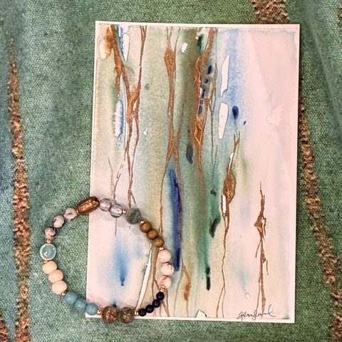 Illumination 4x6 giclée print with a handmade beaded bracelet